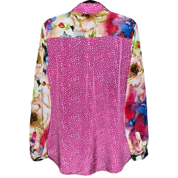 Beige By ECI Polka Dot Floral Button Down Blouse - Picture 2 of 5